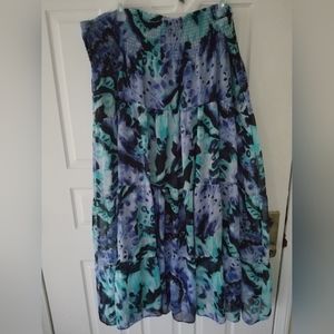 FASHION BUG 3X women's maxi skirt, tiered ruffles, aqua, purple, black color